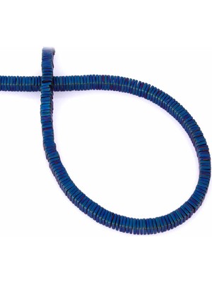 Uçar Doğal Taş Hematit Doğal Taş Mat Mavi Dore Kesim 4x1mm Dizi [AA]