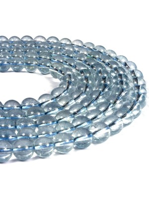 Uçar Doğal Taş Cam Mavi Topaz Doğal Taş Küre Kesim 8mm Dizi