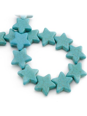 Uçar Doğal Taş Turkuaz Sıkma Doğal Taş Parlak Mavi Yıldız Kesim 25x6mm Dizi [B+]