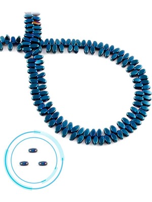 Uçar Doğal Taş Hematit Doğal Taş Parlak Mavi Çift Delikli Rondela Kesim 5x2mm Dizi [AA]
