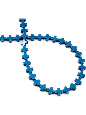 Uçar Doğal Taş Hematit Doğal Taş Parlak Mavi Artı Kesim 6mm Dizi [AA]