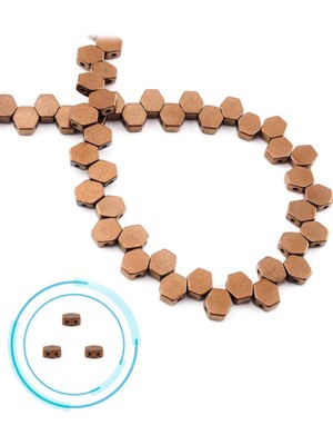 Uçar Doğal Taş Hematit Doğal Taş Parlak Kahverengi Yassı Altıgen Kesim Çift Delik 8x8mm Dizi [AA]