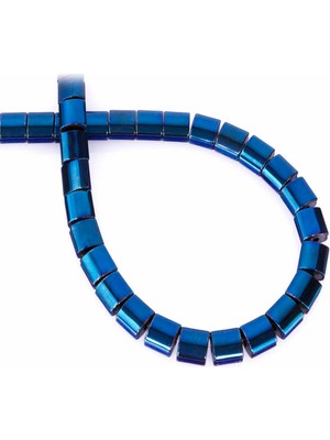 Uçar Doğal Taş Hematit Doğal Taş Parlak Mavi Yassı Kare Kesim 7x7mm Dizi [AA]