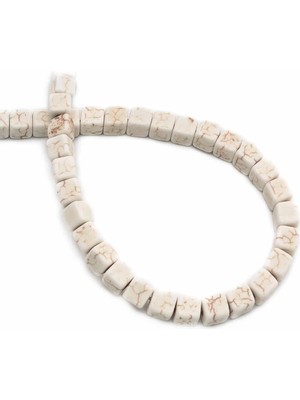 Uçar Doğal Taş Turkuaz Sıkma Doğal Taş Beyaz Küp Kesim 6X6MM Dizi