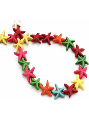 Uçar Doğal Taş Turkuaz Sıkma Doğal Taş Parlak Yıldız Kesim 10mm Dizi [B+]