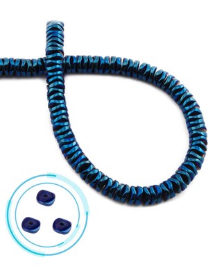 Uçar Doğal Taş Hematit Doğal Taş Parlak Mavi Rondela Kesim 6x1mm Dizi [AA]