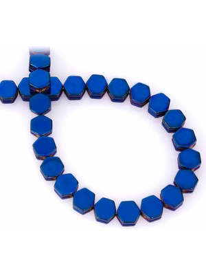 Uçar Doğal Taş Hematit Doğal Taş Parlak Mavi Altıgen Kesim 8x5mm Dizi