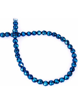 Uçar Doğal Taş Hematit Doğal Taş Parlak Mavi Küre Faset Kesim 6mm Dizi [AA]