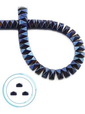 Uçar Doğal Taş Hematit Doğal Taş Parlak Mavi Piramit Kesim Çift Delikli 8X4MM Dizi