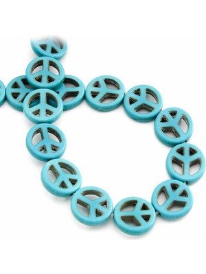 Uçar Doğal Taş Turkuaz Sıkma Doğal Taş Parlak Mavi Daire Kesim 15x5mm Dizi [B+]