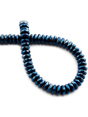 Uçar Doğal Taş Hematit Doğal Taş Parlak Mavi Fasetli Rondela Kesim 8x3mm Dizi