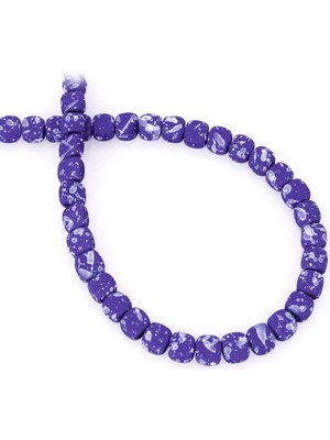 Uçar Doğal Taş Hematit Doğal Taş Mat Benekli Koyu Mavi Kare Kesim 6x6mm Dizi [AA]