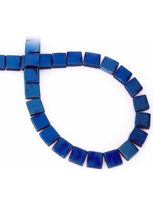 Uçar Doğal Taş Hematit Doğal Taş Parlak Mavi Kare Kesim 8X8X3MM Dizi