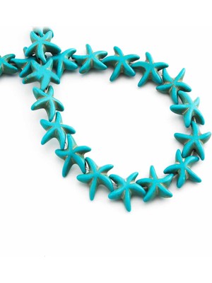 Uçar Doğal Taş Turkuaz Sıkma Doğal Taş Parlak Mavi Yıldız Kesim 10mm Dizi [B+]