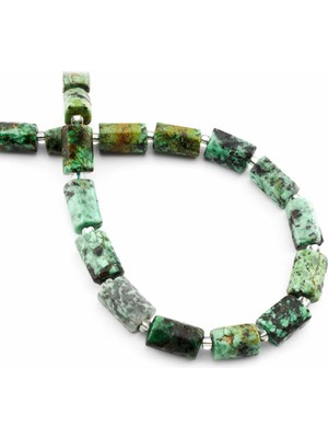 Uçar Doğal Taş Afrika Turkuaz Doğal Taş Parlak Silindir Kesim 7x12mm Dizi [AA]