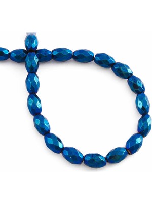 Uçar Doğal Taş Hematit Doğal Taş Parlak Mavi Arpa Faset Kesim 5x8mm Dizi [AA]