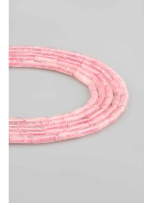 Uçar Doğal Taş Pembe Kuvars Doğal Taş Parlak Pembe Silindir Kesim 4x13mm Dizi [AA]