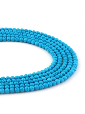 Uçar Doğal Taş Lav Taşı Doğal Taş Mat Mavi Küre Kesim 4mm Dizi [AA]