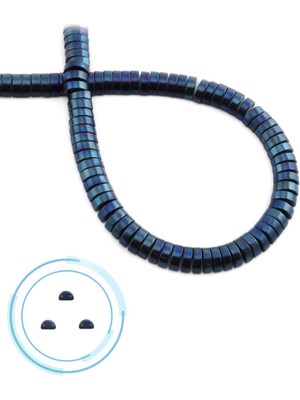 Uçar Doğal Taş Hematit Doğal Taş Parlak Mavi Çift Delikli 6x2mm Dizi