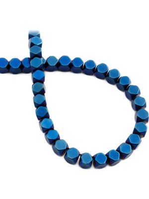 Uçar Doğal Taş Hematit Doğal Taş Parlak Mavi Küp Kesim 6X6MM Dizi