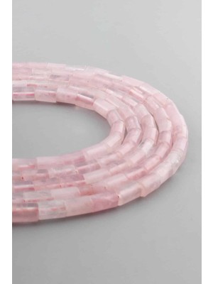 Uçar Doğal Taş Pembe Kuvars Doğal Taş Parlak Pembe Silindir Kesim 5x8mm Dizi [AA]