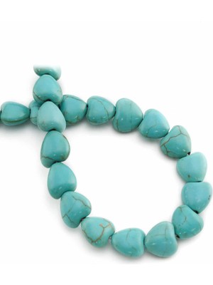 Uçar Doğal Taş Turkuaz Sıkma Mavi Kalp Kesim 10x6mm Dizi