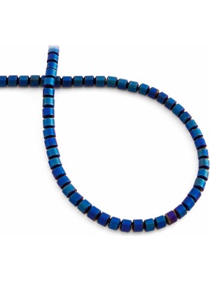 Uçar Doğal Taş Hematit Doğal Taş Mat Mavi Silindir Kesim 3x3mm Dizi