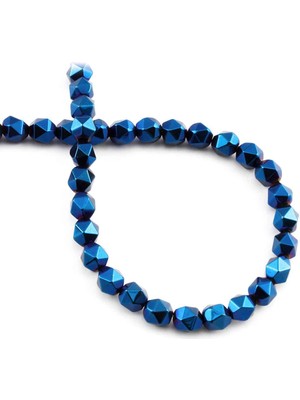 Uçar Doğal Taş Hematit Doğal Taş Parlak Mavi Hegzagonal Kesim 6x6mm Dizi [AA]