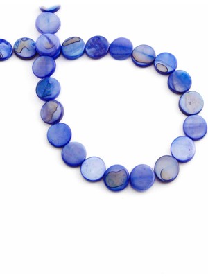 Uçar Doğal Taş Sedef Doğal Taş Parlak Koyu Mavi Daire Kesim 8x3mm Dizi [AA]