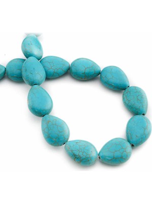 Uçar Doğal Taş Turkuaz Sıkma Mavi Damla Kesim 15x19mm Dizi