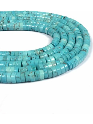 Uçar Doğal Taş Turkuaz Doğal Taş Parlak Mavi Dore Kesim 6x3mm Dizi [AA]