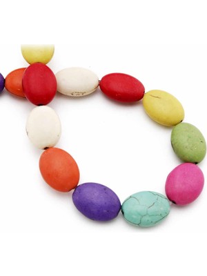 Uçar Doğal Taş Turkuaz Sıkma Doğal Taş Karışık Oval Kesim 13X17MM Dizi