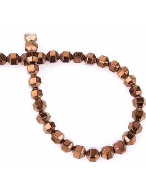 Uçar Doğal Taş Hematit Doğal Taş Parlak Kahverengi Özel Kesim 8x8mm Dizi