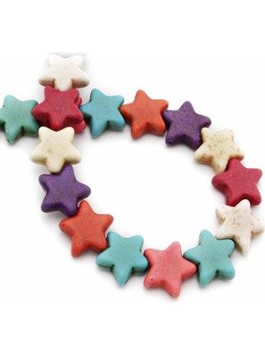 Uçar Doğal Taş Turkuaz Sıkma Doğal Taş Parlak Karışık Yıldız Kesim 15x6mm Dizi [B+]