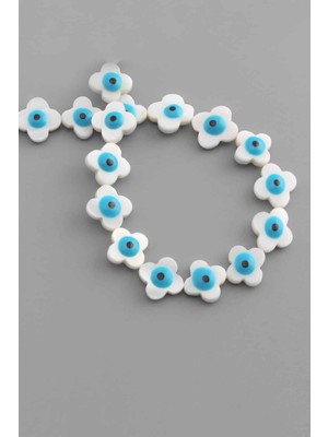 Uçar Doğal Taş Sedef Doğal Taş Parlak Mavi Yonca Kesim 13x13x3mm Dizi [AA]