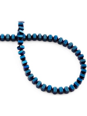 Uçar Doğal Taş Hematit Doğal Taş Parlak Mavi Özel Kesim 4x4mm Dizi