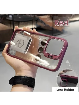Buway Apple iPhone 15 Pro Max Uyumlu Kamera Çerçeve Koruma Kapaklı Stantlı Kılıf + Lens Koruma