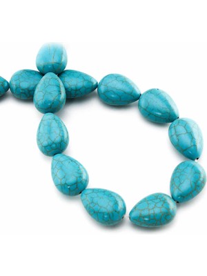 Uçar Doğal Taş Turkuaz Sıkma Mavi Damla Kesim 13x17mm Dizi