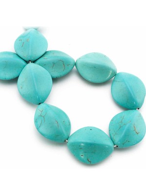 Uçar Doğal Taş Turkuaz Sıkma Mavi Oval Kesim 23x29mm Dizi