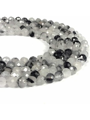 Uçar Doğal Taş Rutil Kuvars Doğal Taş Parlak Siyah Küre Kristal Kesim 6mm Dizi