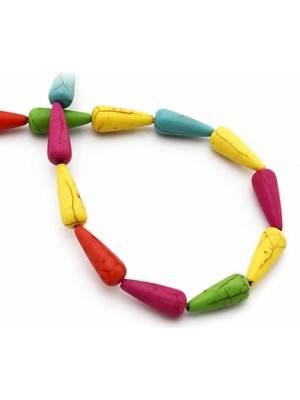 Uçar Doğal Taş Turkuaz Sıkma Doğal Taş Karışık Damla Kesim 6X16MM Dizi