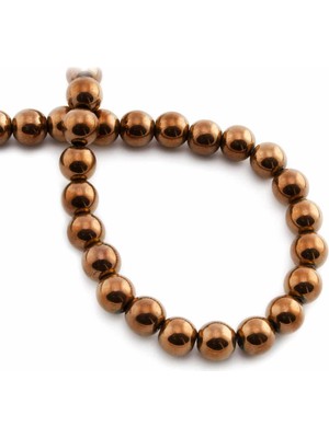 Uçar Doğal Taş Hematit Doğal Taş Parlak Kahverengi Küre Kesim 8mm Dizi [AA]