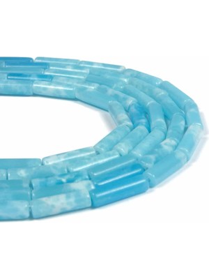 Uçar Doğal Taş Agalmatolite Doğal Taş Parlak Mavi Silindir Kesim 4x13mm Dizi [AA]