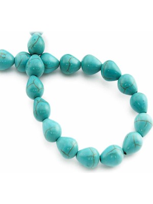 Uçar Doğal Taş Turkuaz Sıkma Mavi Damla Kesim 8x10mm Dizi