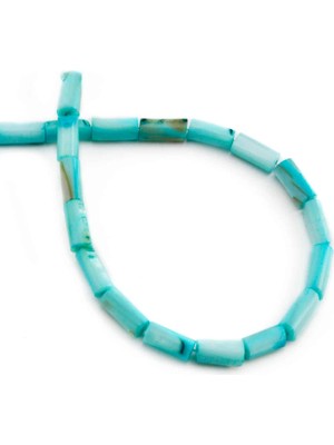 Uçar Doğal Taş Sedef Doğal Taş Parlak Açık Mavi Silindir Kesim 4x8mm Dizi [AB+]