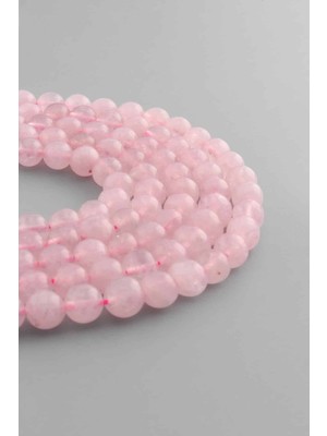 Uçar Doğal Taş Pembe Kuvars Doğal Taş Parlak Pembe Küre Kesim 8mm Dizi [B+]