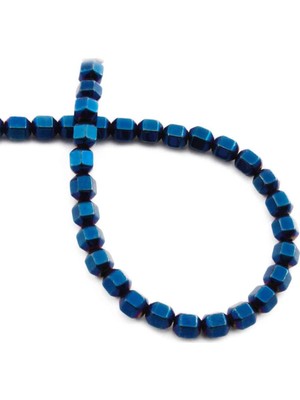 Uçar Doğal Taş Hematit Doğal Taş Parlak Mavi Özel Kesim 6mm Dizi [AA]