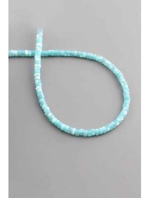 Uçar Doğal Taş Sedef Doğal Taş Parlak Açık Mavi Rondela Kesim 4x2mm Dizi [AA]