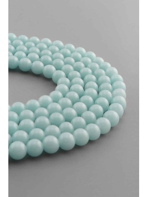 Uçar Doğal Taş Fosforlu Sıkma Doğal Taş Parlak Açık Mavi Küre Kesim 8mm Dizi