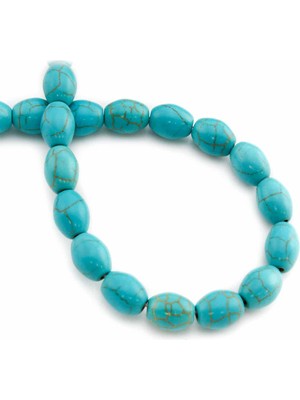 Uçar Doğal Taş Turkuaz Sıkma Doğal Taş Elips Kesim 8mm Dizi